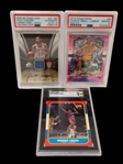 (3) Graded Basketball Cards; Frazier Auto, Abdul Jabbar, Cheeks