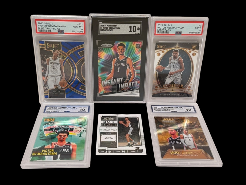 (6) Victor Wembanyama Basketball Cards; (5) Graded