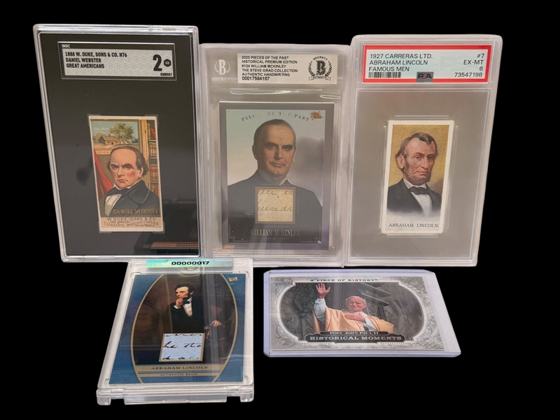 (5) Historical & Presidential Trading Cards (3) Graded