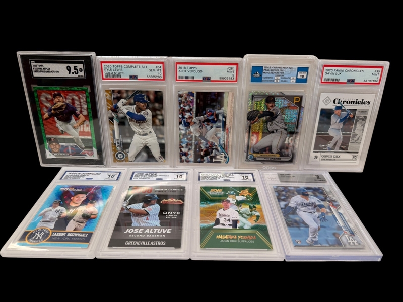 (9) Graded Baseball Cards; Skenes, Lux, Lewis, Kepler, Others