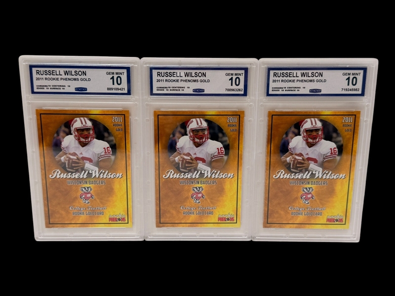 (3) Russell Wilson Graded Football Cards