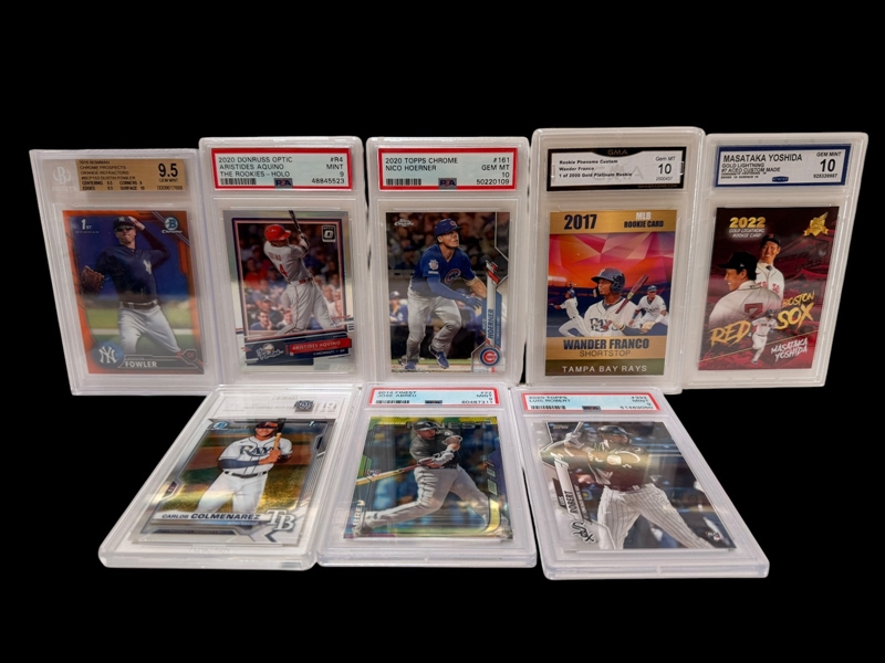 (8) Graded Baseball Cards: Robert, Yoshida, Franco, Fowler, Others
