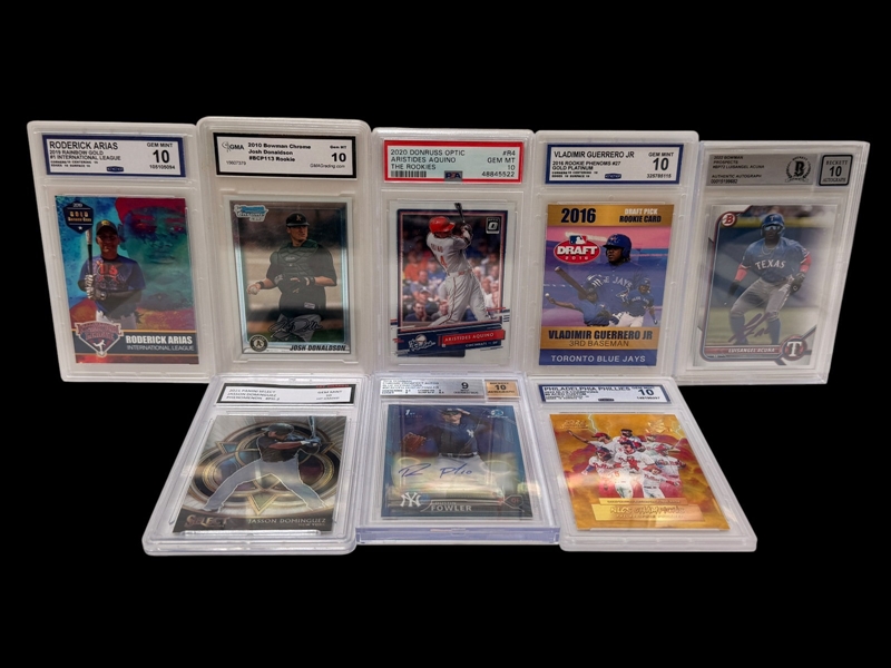 (8) Graded Baseball Cards; Arias, Fowler, Phillies, Acuna, Donaldson, Others