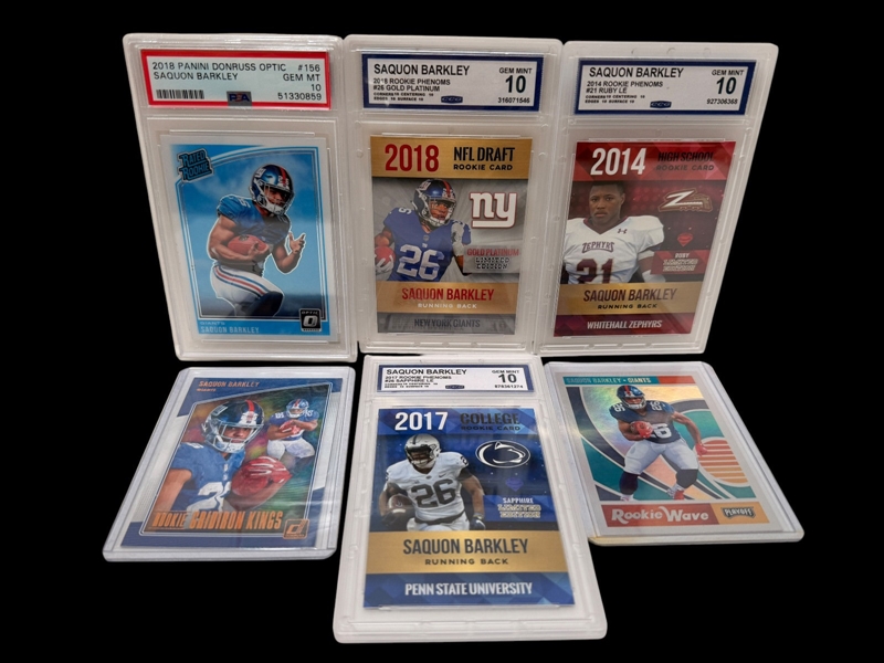 (6) Saquon Barkley Football Cards; (4) Graded