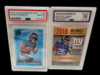(6) Saquon Barkley Football Cards; (4) Graded