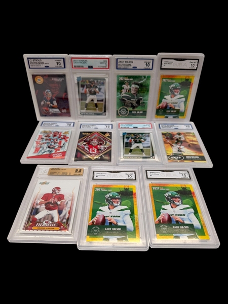 (11) Graded Football Cards; Zach Wilson, CJ Stroud, Brodie Croyle, Brock Purdy
