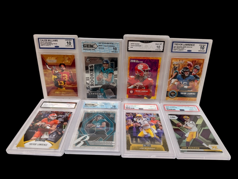 (8) Graedd Football Cards; Caleb Williams, Trevor Lawrence, Joe Burrow