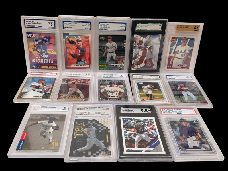 (14) Graded Baseball Cards; Bo Bichette, Jeff Bagwell, Troy Glaus, JD Drew, Others