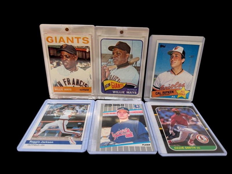 (6) Vintage Baseball Cards; Jackson, Mays, Smith, Others