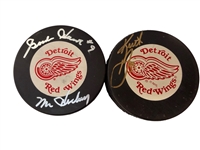 Group of Signed Hockey Color Photos and Hockey Pucks Including (2) Gordie Howe