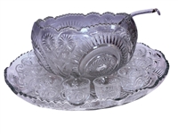 Vintage L.E. Smith Punch Bowl Set Pinwheel and Stars Pattern
