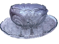 Vintage L.E. Smith Punch Bowl Set Pinwheel and Stars Pattern