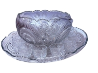 Vintage L.E. Smith Punch Bowl Set Pinwheel and Stars Pattern