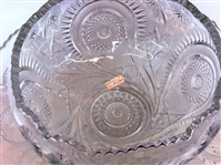 Vintage L.E. Smith Punch Bowl Set Pinwheel and Stars Pattern