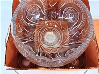 Vintage L.E. Smith Punch Bowl Set Pinwheel and Stars Pattern