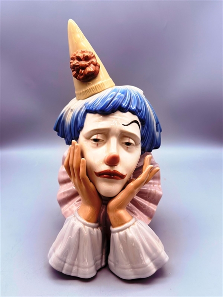Lladro Sad Clown Jester Porcelain Bust Figure