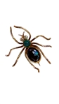 14k Gold Spider Brooch with Diamonds, Opal & Emerald Cabochon Stones
