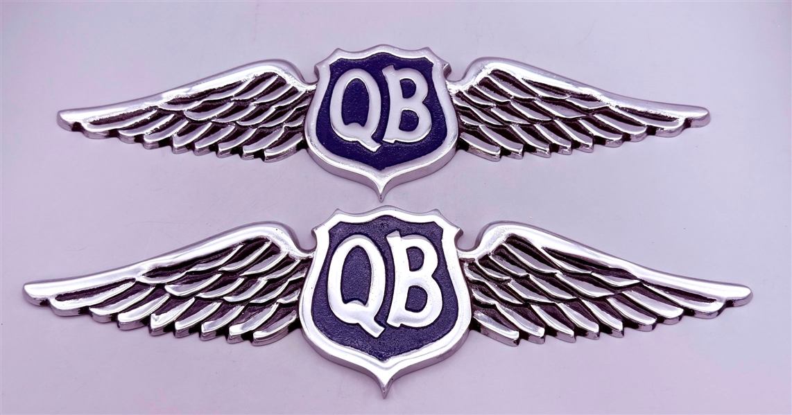 (2) "QB" Quiet Birdman Cast Aluminum Plaques