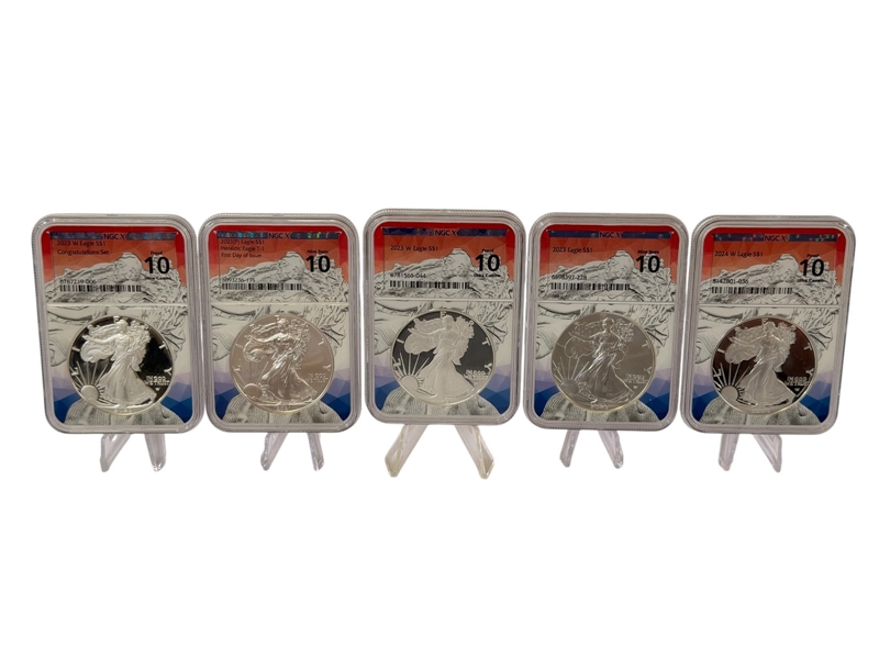 (5) American Eagles 2021, 2023, 2024 All "10" NGC