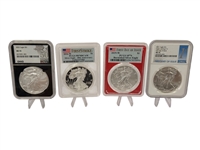(4) American Eagles 2016, 2019, 2021, 2022 NGC, PCGS, Burnished, Lettered Edge