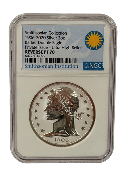 2020 Barber Double Eagle Silver 2 Ounce Private Issue Ultra High Relief Reverse PF70 NGC