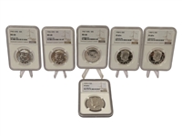 (6) Graded J.F. Kennedy Halves 40% Silver NGC