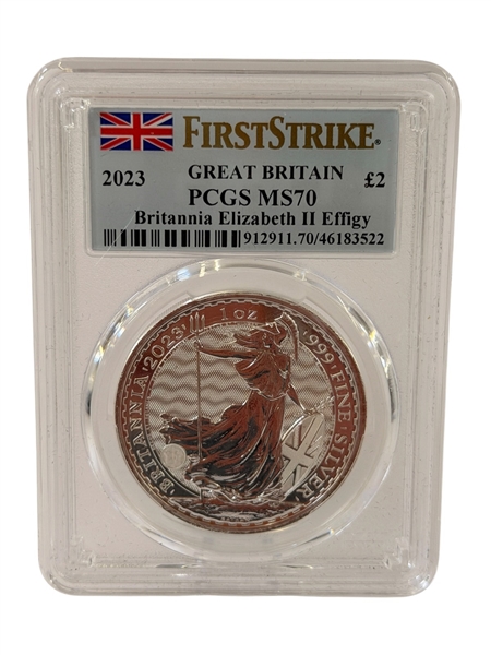 2023 First Strike Great Britain 2 Pound PCGS MS70 Britannia QEII 