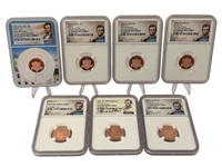 (7) Graded Lincoln Cents FDI, Early Release, Ultra Cameo, PF70 Red