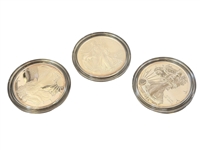 American Eagle 20th Anniversary Silver Three Coin Set Proof, UNC, Reverse Proof