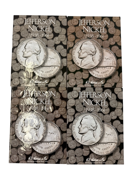 (4) Jefferson Nickel Albums 1938-1961 in Harris Albums Complete