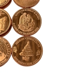 (16) One Ounce Copper Rounds Christmas