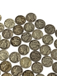 (2) Rolls Mercury Silver Dimes, Many AU