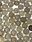 (2) Rolls Mercury Silver Dimes, Many AU