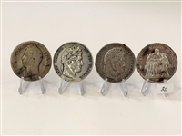 (4) France Silver 5 Francs Coins