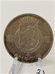 (4) Belgium 5, 100 Francs Coins .835, .900 Silver