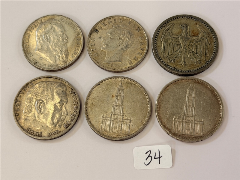 (6) Germany Silver 2, 5 Mark Coins