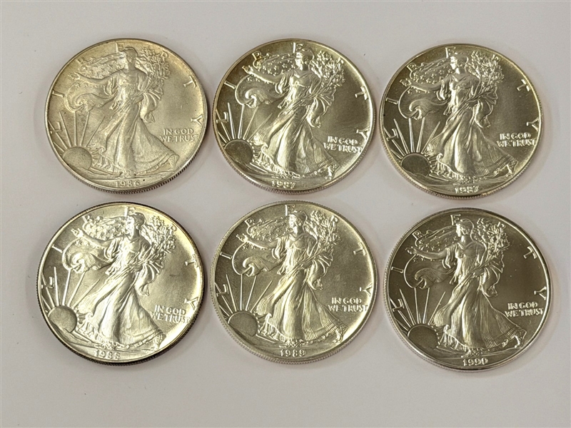 (6) BU Silver American Eagles