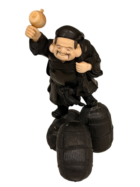 Japanese Daikokuten Statue god and Deity of Wealth Metal Bone Sculpture