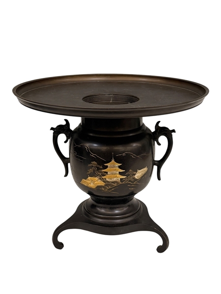 Two Piece Brass Japanese Usubata Ikebana Vase