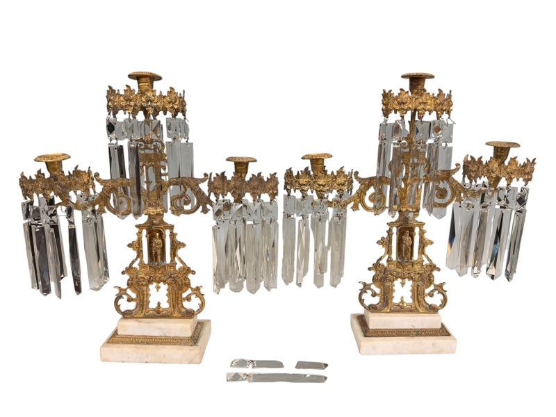 Pair Gothic Ivanhoe Girandole Candelabras 
