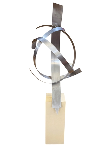 Large Modernist Kinetic Ribbon Sculpture In Style of George Beckman