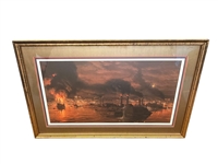 Tom Lovell Civil War Lithograph "Union Fleet Passing Vicksburg" S/N 