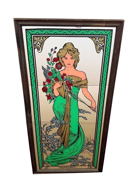 Alphonse Mucha "Spring" Printemps 1970s Mirrored Art 