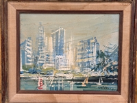 John Checkley (1922-1991) American Oil on Board Water Scene