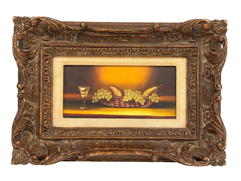 L. Gonjean Oil on Panel Still Life Fruit