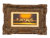 L. Gonjean Oil on Panel Still Life Fruit