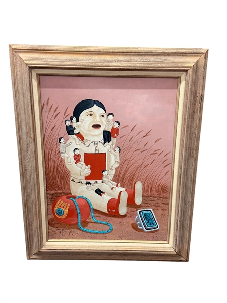 Jimmy Yellowhair Navajo Painting "The Storyteller"