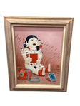 Jimmy Yellowhair Navajo Painting "The Storyteller"