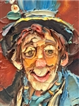 Laszlo Kohanecz Impasto Oil and Acrylic Painting Hobo Clown on Board