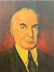 Pair Presidential Portraits Framed Warren Harding, W.H. Harrison